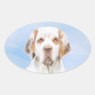 Clumber Spanischmalerei - Niedliche Original Dog A Ovaler Aufkleber