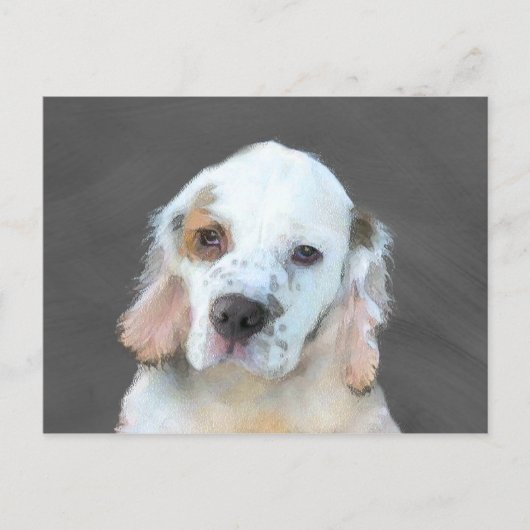 Clumber Spanischmalerei - Niedliche Original Dog A Postkarte (Vorderseite)