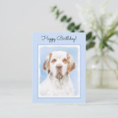 Clumber Spanischmalerei - Niedliche Original Dog A Postkarte (Stehend Vorderseite)