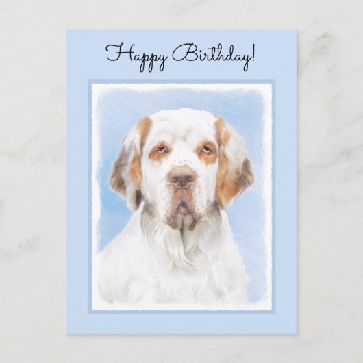 Clumber Spanischmalerei - Niedliche Original Dog A Postkarte (Vorderseite)