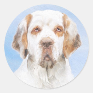 Clumber Spanischmalerei - Niedliche Original Dog A Runder Aufkleber