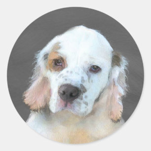 Clumber Spanischmalerei - Niedliche Original Dog A Runder Aufkleber