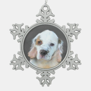 Clumber Spanischmalerei - Niedliche Original Dog A Schneeflocken Zinn-Ornament