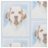 Clumber Spanischmalerei - Niedliche Original Dog A Stoff (Nahaufnahme)