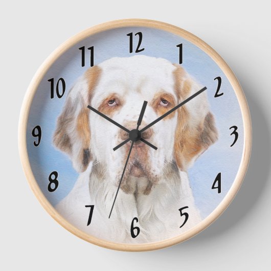 Clumber Spanischmalerei - Niedliche Original Dog A Uhr (Vorderseite)