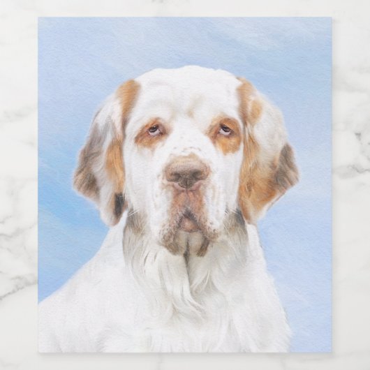 Clumber Spanischmalerei - Niedliche Original Dog A Weinetikett (Einzelnes Label)