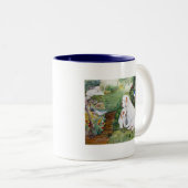 Clumber Welpen im Garten Zweifarbige Tasse (VorderseiteRechts)