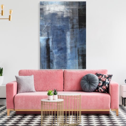 'Clumsy' Blue and Grau Abstrakt Art Canvas Print Leinwanddruck (Insitu (Wohnzimmer))