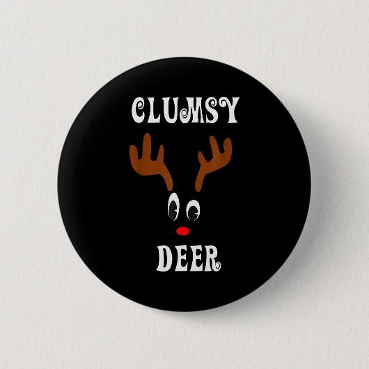 Clumsy Christmas Reindeer Angler Hunt Deer Elk  Button (Vorderseite)