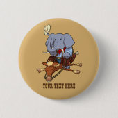 Clumsy Cowboy Elephant Funny Horse Rider Cartoon Button (Vorderseite)