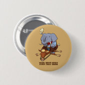 Clumsy Cowboy Elephant Funny Horse Rider Cartoon Button (Vorne & Hinten)