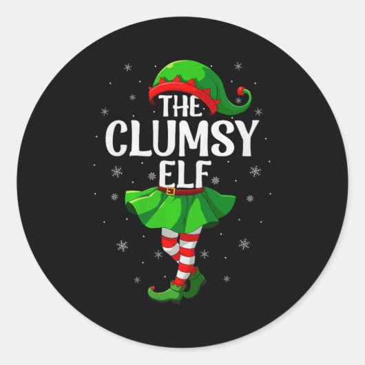Clumsy Elf Christmas Girls Women Elf Squad Xmas Fa Runder Aufkleber (Vorderseite)