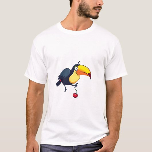 Clumsy Toucan Drops Fruit Funny T - Shirt (Vorderseite)