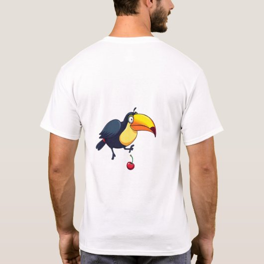 Clumsy Toucan Drops Fruit Funny T - Shirt (Rückseite)