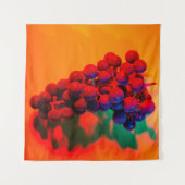 Cluster aus blauer Traube in orangefarbenem Neonli Wandteppich (Vorderseite (Horizontal))