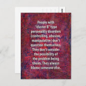 Cluster "B" Persönlichkeitsstörungen Postkarte (Vorne/Hinten)