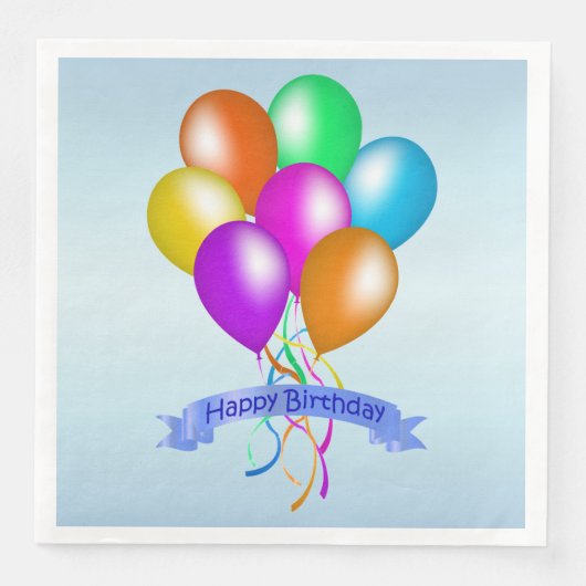 Cluster Bright farbenfrohe Balloons glücklich Gebu Serviette (Vorderseite)