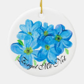 Cluster für Family Foto und Vergessen-Me-Nicht-Blu Keramik Ornament (Hinten)