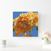 Cluster Golden Bougainvillea Floral Quadratische Wanduhr (Zuhause)