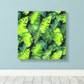 Cluster "Grüne Blätter" Leinwanddruck (Insitu (Holzboden))