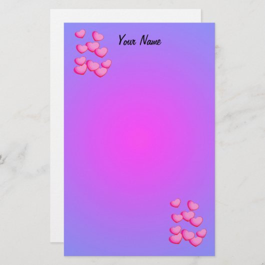 Cluster Hübscher rosa Herzen Lebendig rosa Lila Briefpapier (Vorne/Hinten)