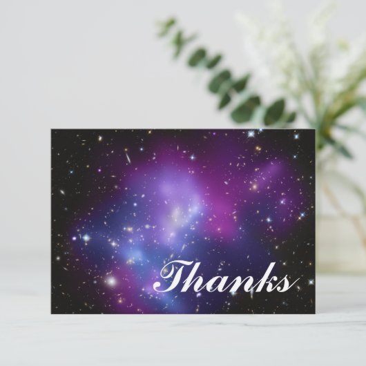 Cluster Lila Galaxy Celestial Foto Dankeskarte (Stehend Vorderseite)