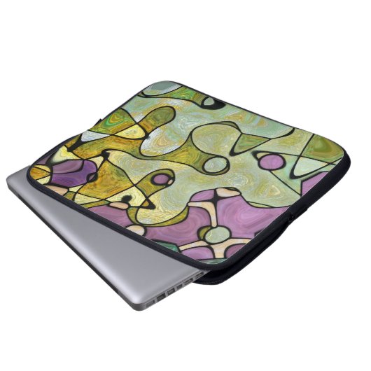 Cluster lila grüne Kreise Wirbel verbinden Laptopschutzhülle (Vorne Knopf)