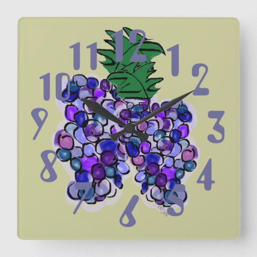 Cluster of Grapes Quadratische Wanduhr (Vorderseite)