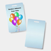 Cluster von farbenfrohen Balloons Matching Ribbon  Ausweis (Vorder- & Rückseite)