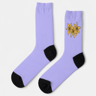 Cluster von gelben Cartoon-Lilien Socken