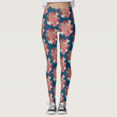 Cluster von Herz auf blauem Muster zum Anpassen Leggings (Vorderseite)