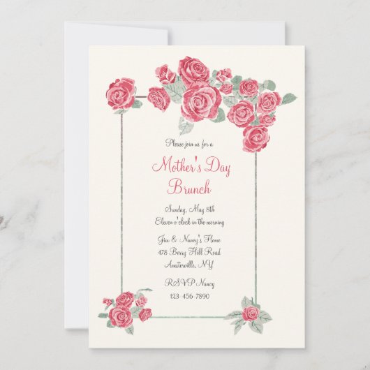 Cluster von Rote Rosen Einladung (Vorderseite)