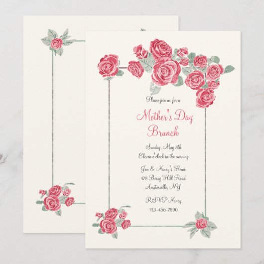 Cluster von Rote Rosen Einladung (Vorne/Hinten)