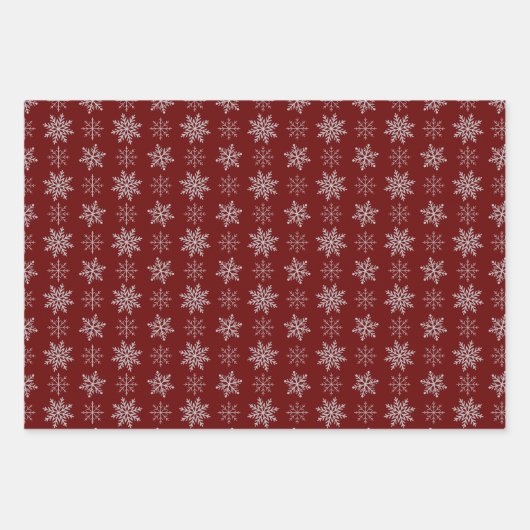 Cluster von Schneeflocken auf Deep Red Geschenkpapier Set (Vorderseite 2)