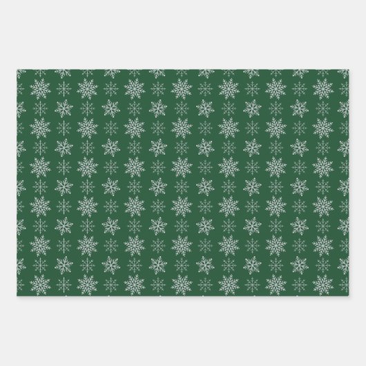 Cluster von Schneeflocken auf Deep Red, Green und  Geschenkpapier Set (Vorderseite 2)