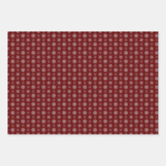 Cluster von Schneeflocken auf Deep Red, Green und Geschenkpapier Set (Vorderseite)