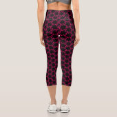 Cluster zur rosa und schwarzen Blume Capri Leggings (Rückseite)