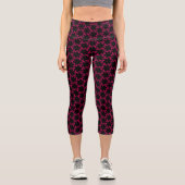 Cluster zur rosa und schwarzen Blume Capri Leggings (Vorderseite)