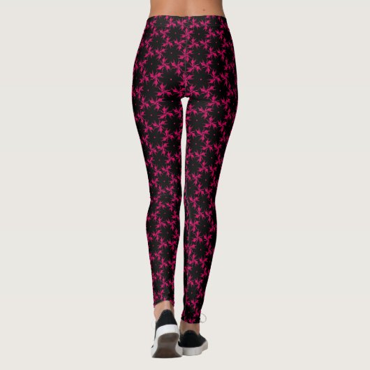 Cluster zur rosa und schwarzen Blume Leggings (Rückseite)