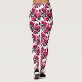 Clustered Red And Pink Roses On A Stark White  Leggings (Rückseite)