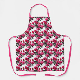 Clustered Red And Pink Roses On A Stark White  Schürze