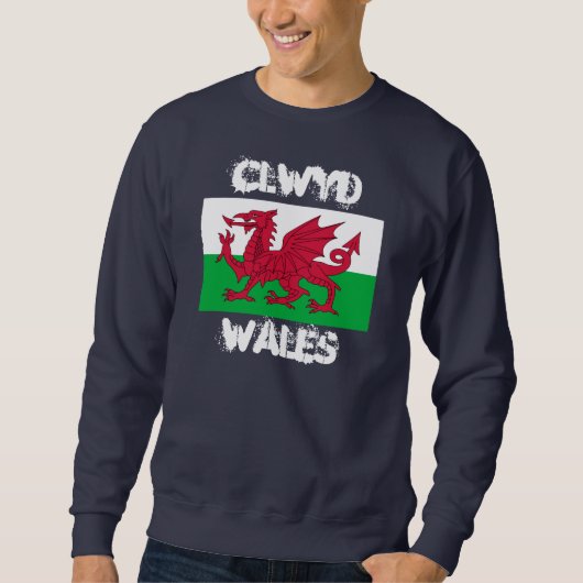 Clwyd, Wales mit walisischer Flagge Sweatshirt (Vorderseite)