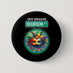 Cly New Orleans Bourbon Street Cool Fun Nola Mardi Button