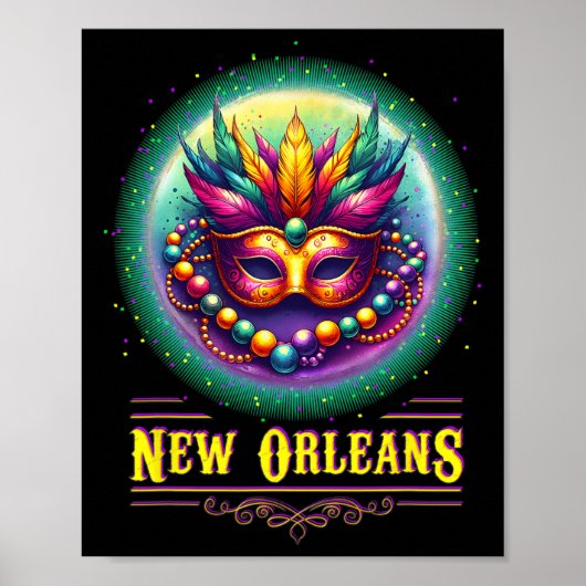Cly New Orleans Bourbon Street Cool Fun Nola Mardi Poster (Vorne)