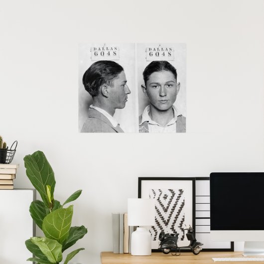 Clyde Champion Barrow MugShot Dallas Circa 1926 Poster (Heimbüro)