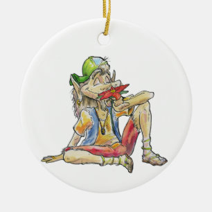 Clyde, die Hippie-Elf-Dankeskarten Keramik Ornament