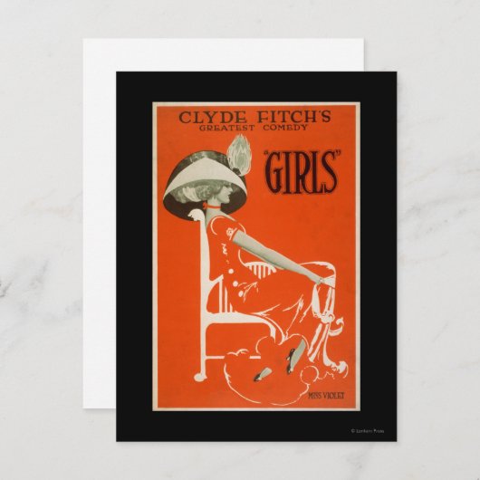 Clyde Fitchs Beste Comedy, "Girls" Theater 2 Postkarte (Vorne/Hinten)