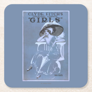 Clyde Fitchs größte Komödie, "Girls" Theatre Rechteckiger Pappuntersetzer