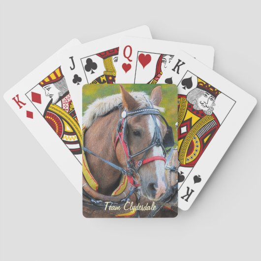 Clydesdale Draft Horse Foto für Tierfreunde Spielkarten (Rückseite)