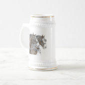 Clydesdale Draft Horse Team Bierglas (Vorderseite Links)